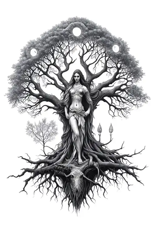 Freya Norse Goddes Growing Together Ygg Drasil Tree