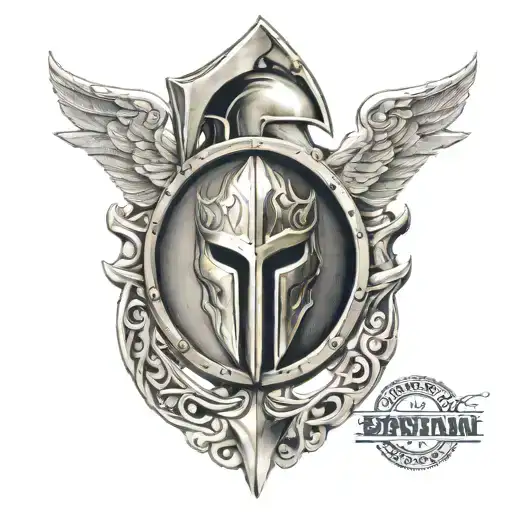 Spartan Helmed Shield And Body