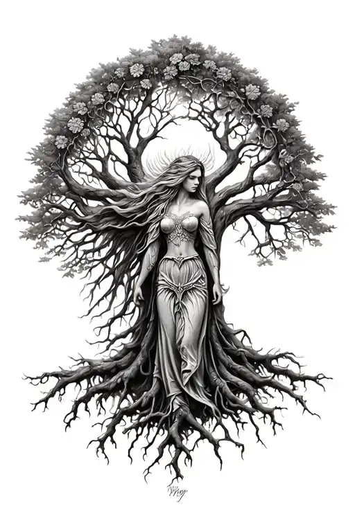 Freya Norse Goddes Growing Together Ygg Drasil Tree