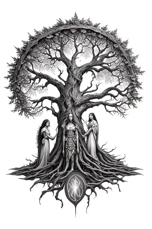 Freya Norse Goddes Growing Together Ygg Drasil Tree