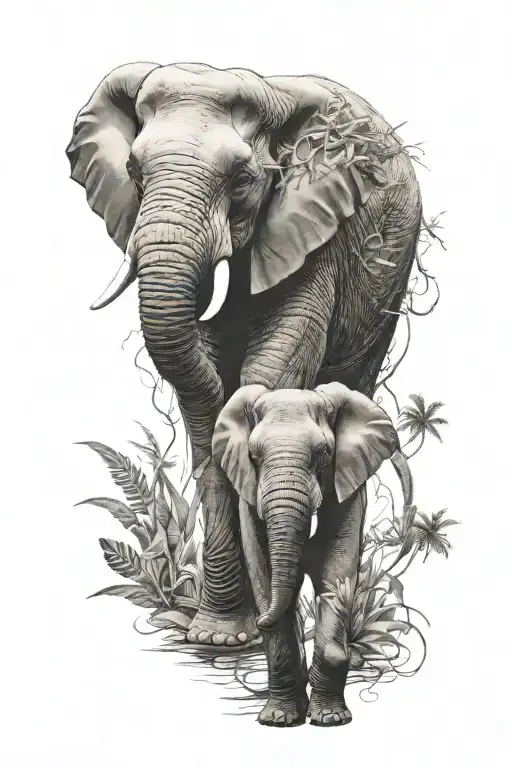 Elephant With Beautiful Woman And Sloth In The Background