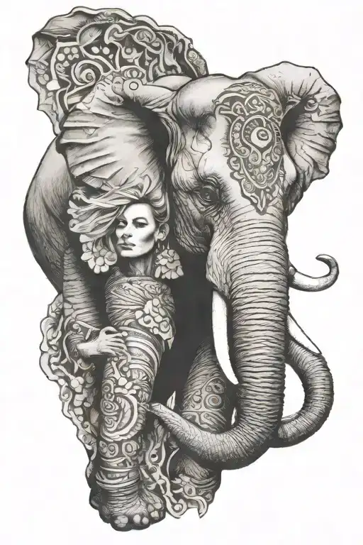 Elephant With Beautiful Woman Face