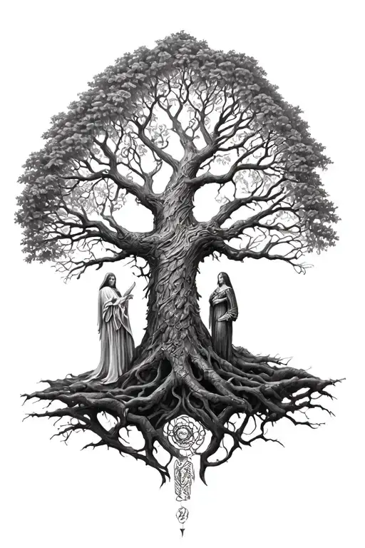 Freya Norse Goddes Growing Together Ygg Drasil Tree
