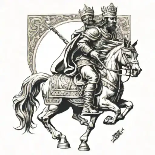 Macedonian Warrior On A Horse On Two Legs With A Crown In His Hand