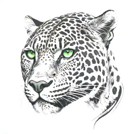 All Black Jaguar With Green Eyes And The Number 17 Written In Cursive Under The Eyes