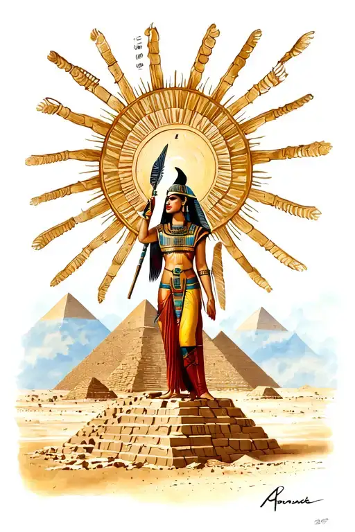 Egypt Isis Godess Landscape Desert Pyramid Sun Papyrus