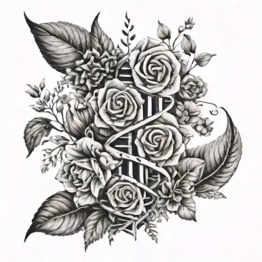 Flower Bouquet With Dna Double Helix In Stems