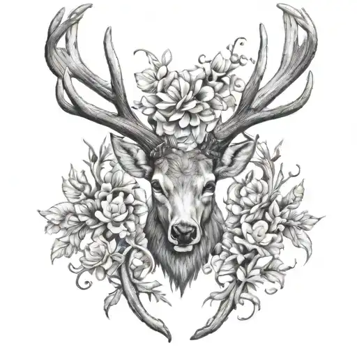 Deer Antlers That Merge Together On The Chest