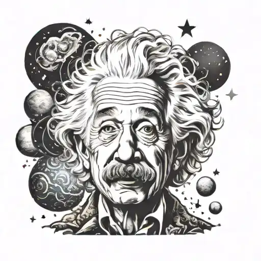 Create Albert Einstein With An Lsd On His Tongue And With The Background Of Stars And Planets