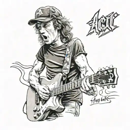 Acdc Angus Young Playing Guitar Realistic