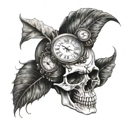 Skull With Clock In Forehead