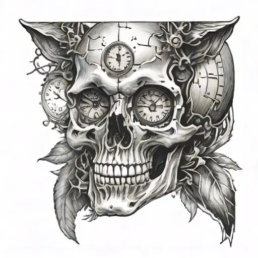 Skull By Itself With Clock Embedded