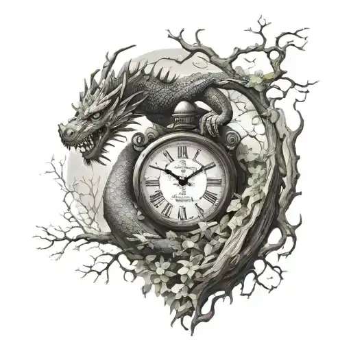 Tree And Dragon And Clock