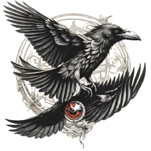 Crows Flying All Different Sizes And The Biggest One Has Sharingan In The Birds Eye