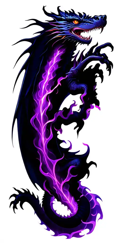 Dragon With Purple Fire