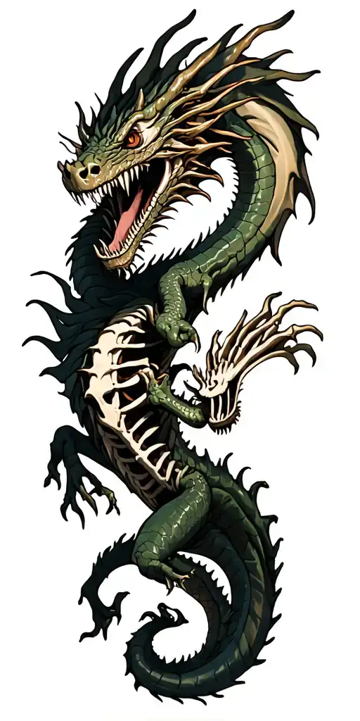 Dragon Fighting Dragon Skeleton