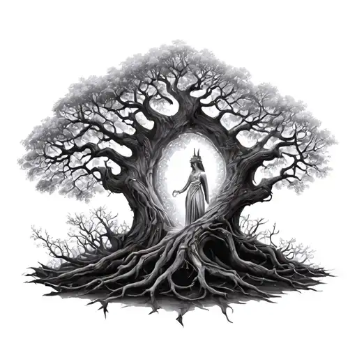 Freya Goddes Growing Inside Of Yddrasil Tree