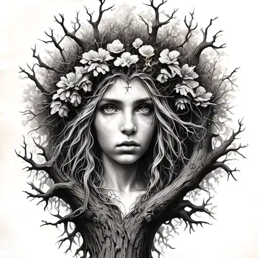 Freya Goddes Growing Inside Of Tree