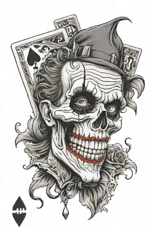 Joker Card With A Skull Instead Of A Face