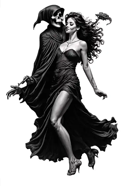 Woman Dancing With Grim Reaper
