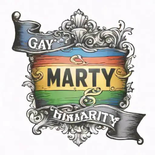 Gay Pride Flag With The Name Marty On It