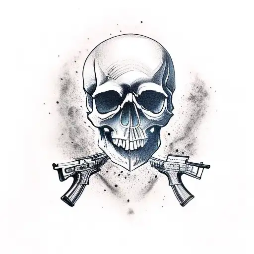 Skull With Firearms