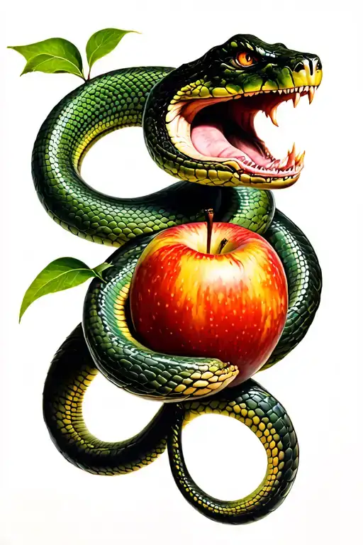 Snake From Adam And Eve Eating The Apple