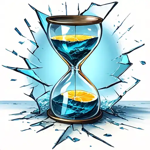 A Hourglass And The Bottom Half Of It Is Broken Glass