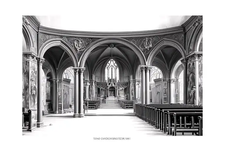 Church Inside Renaissance Black And White