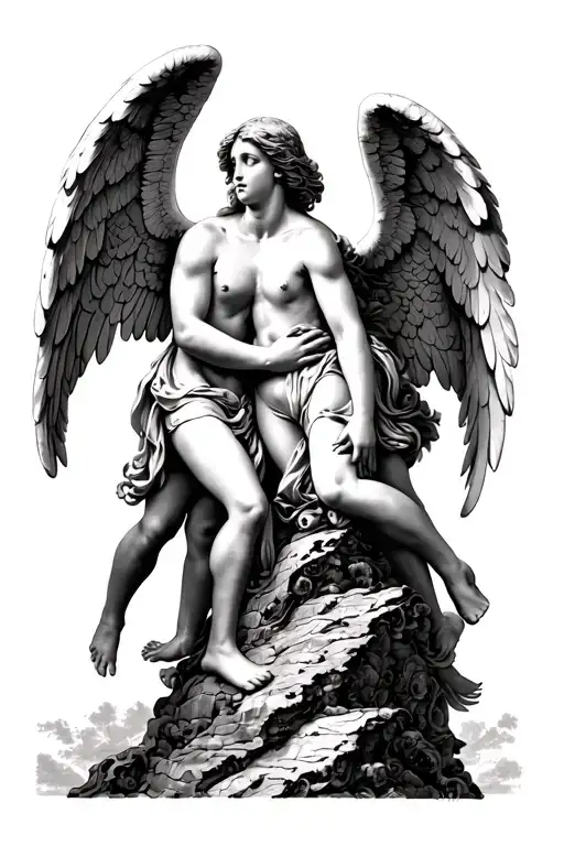 Angels Climbing On Top Of Each Other Black And White Renaissance