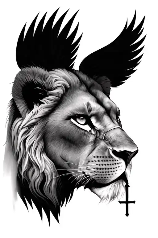 Lion With Cross Over Eyelid