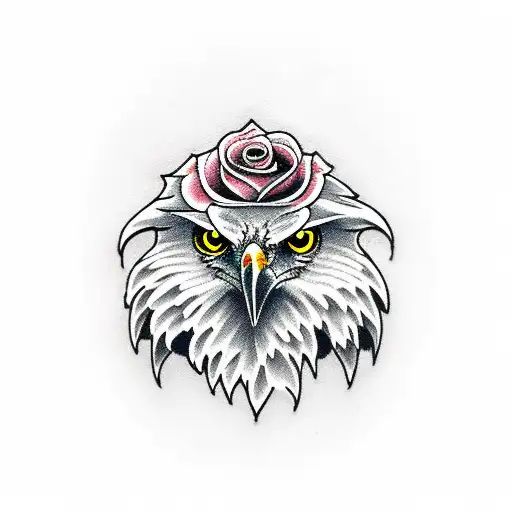 Eagle With Skull And Rose
