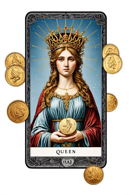 Queen Of Coins From The Tarot Card