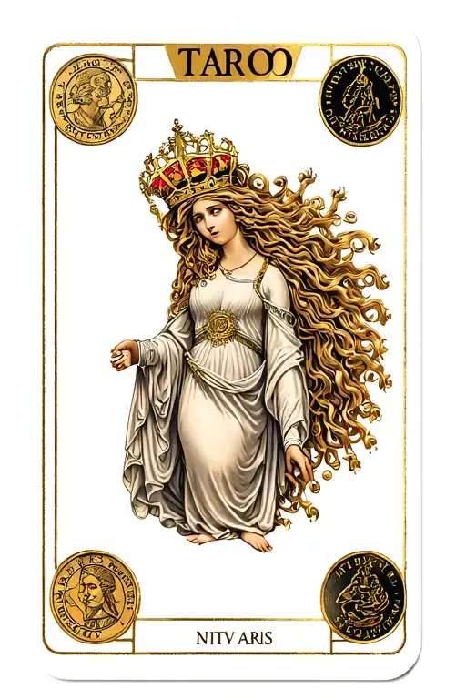 Queen Of Coins From The Tarot Card Featuring