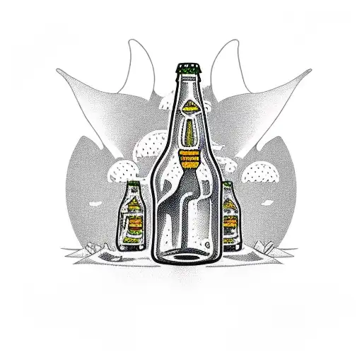 Dinosaur With Bottle Of Beer In Hand