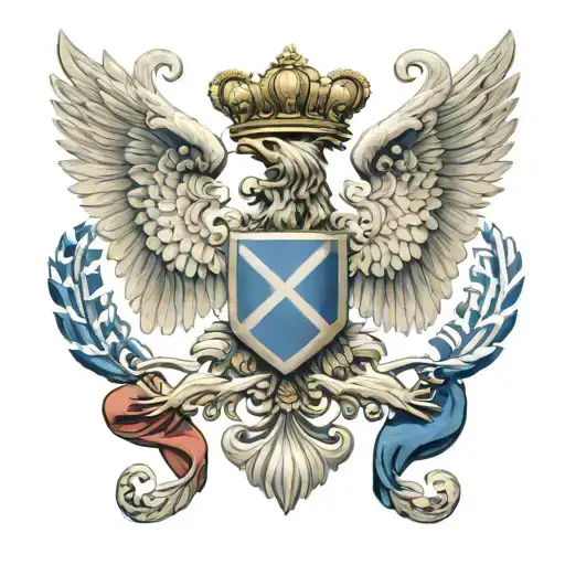 Double Headed Eagle Holding The Greek Flag With Its Feet