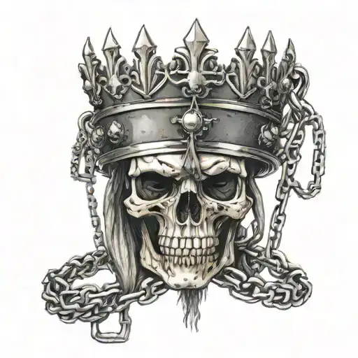 Skull Of Kings With Crowns On Heads Chained Together Dark Real Knights Warrior