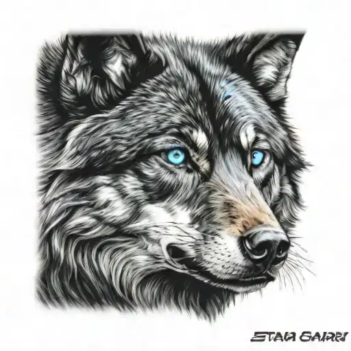 A Black Wolf With One Blue Eye And One Red Eye