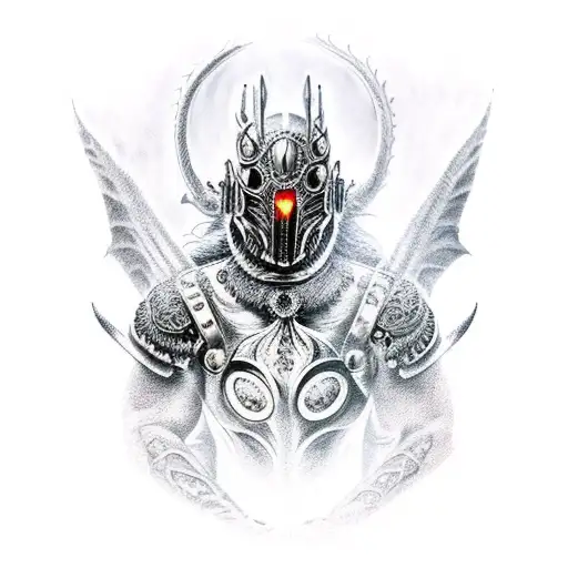 Caballero Humano Con Armadura De Lobo Y Espada De Dragon