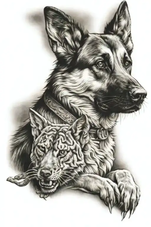 German Shepherd And Dragon Wrapped