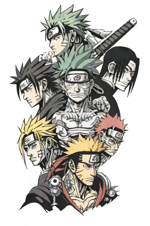 Naruto Next To Itachi Uchiha Next To Luffy Gear 5 Next To Roronoa Zoro