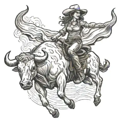 Real Cowgirl Riding A Bull