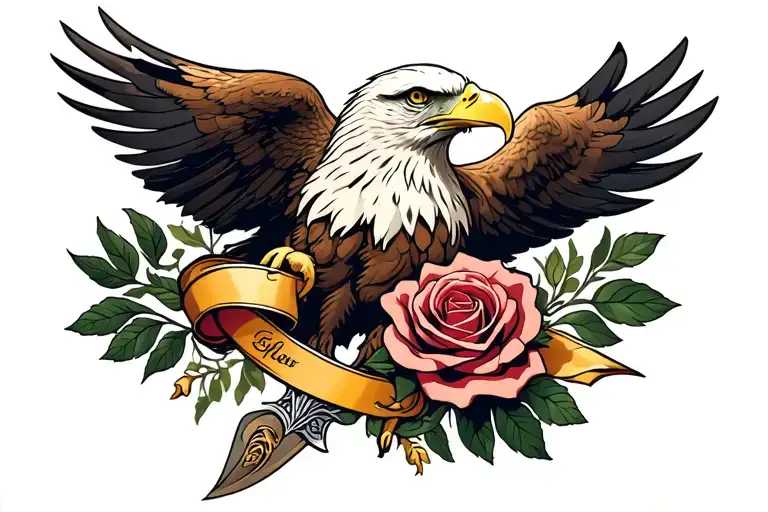 Eagle Rose Dagger Ribbon