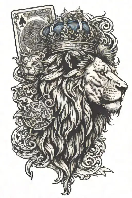 Lion With Crown Guns Money Kinfe Cards Forming