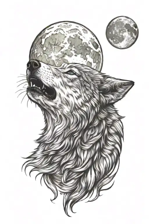 Gray Wolf Howling At The Moon