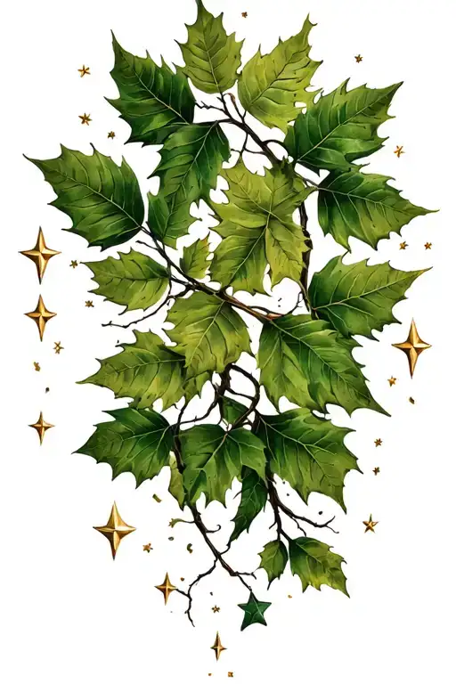 Leaves On Vine Intertwined With Stars