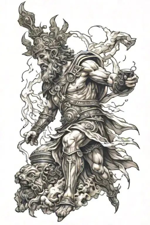 Roman God With Lightning And Chariots