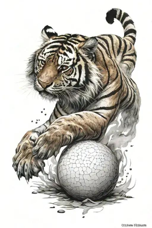 Tiger Playing On Back With Ball Looks Like Semicolon