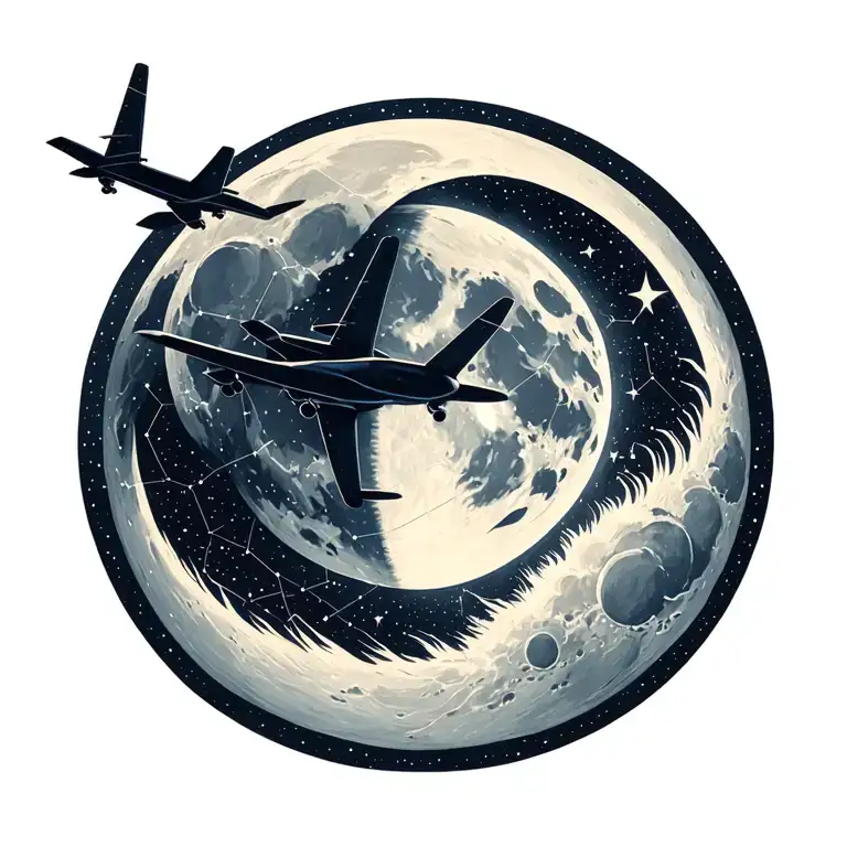 Moon Sun Aircraft Aquarius Constellation Merging Together Represents Strength And Healing