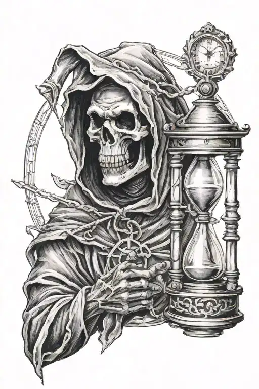 Rugged Grim Reaper Holding Hourglass